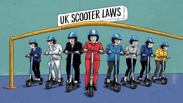 Uk scooter law banner with riders