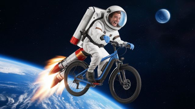 Man in space on an ebike