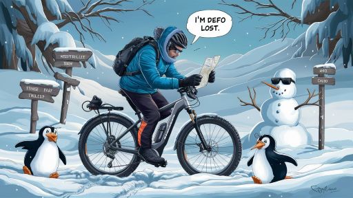 Man on electric bike lost in the snow 