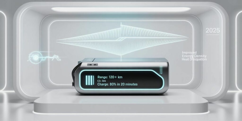Advanced e-bike battery technology for 2025 showing range and charging improvements Advanced e-bike battery technology for 2025 showing range and charging improvements