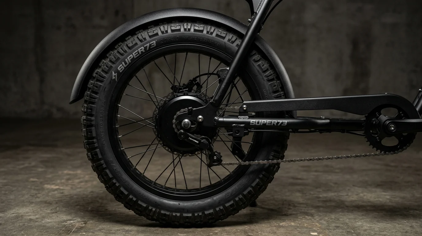 Aggressive low profile mudguard fitted tight to 20x4 fat tyre